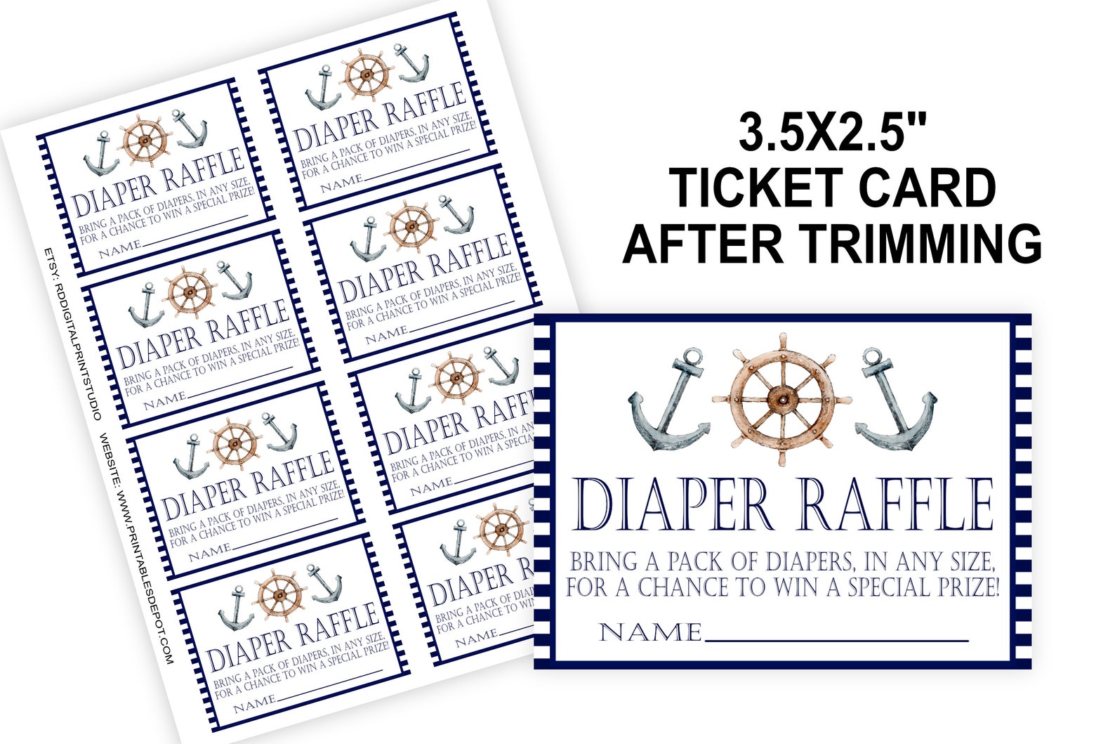 Nautical Diaper Raffle Tickets and Sign Blue Nautical Baby | Etsy