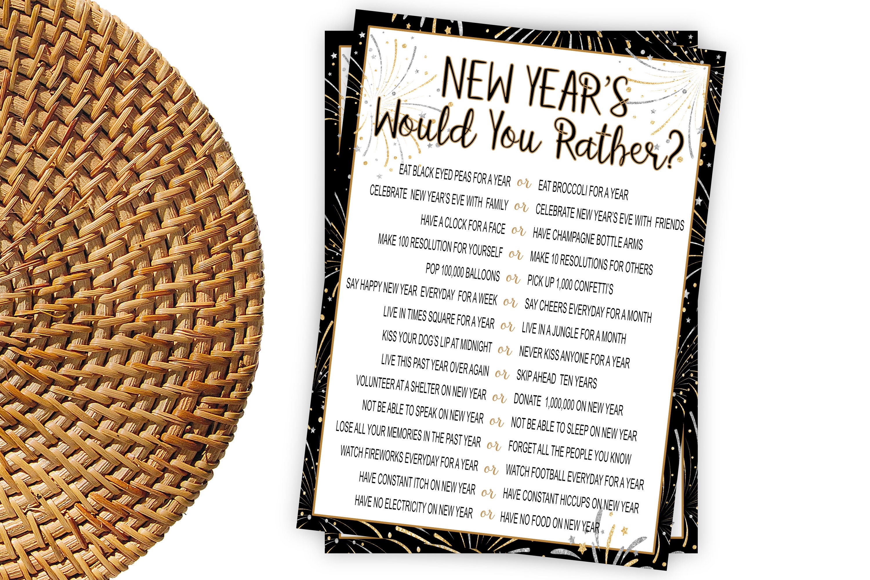 New Year's Eve Would You Rather Questions Printable