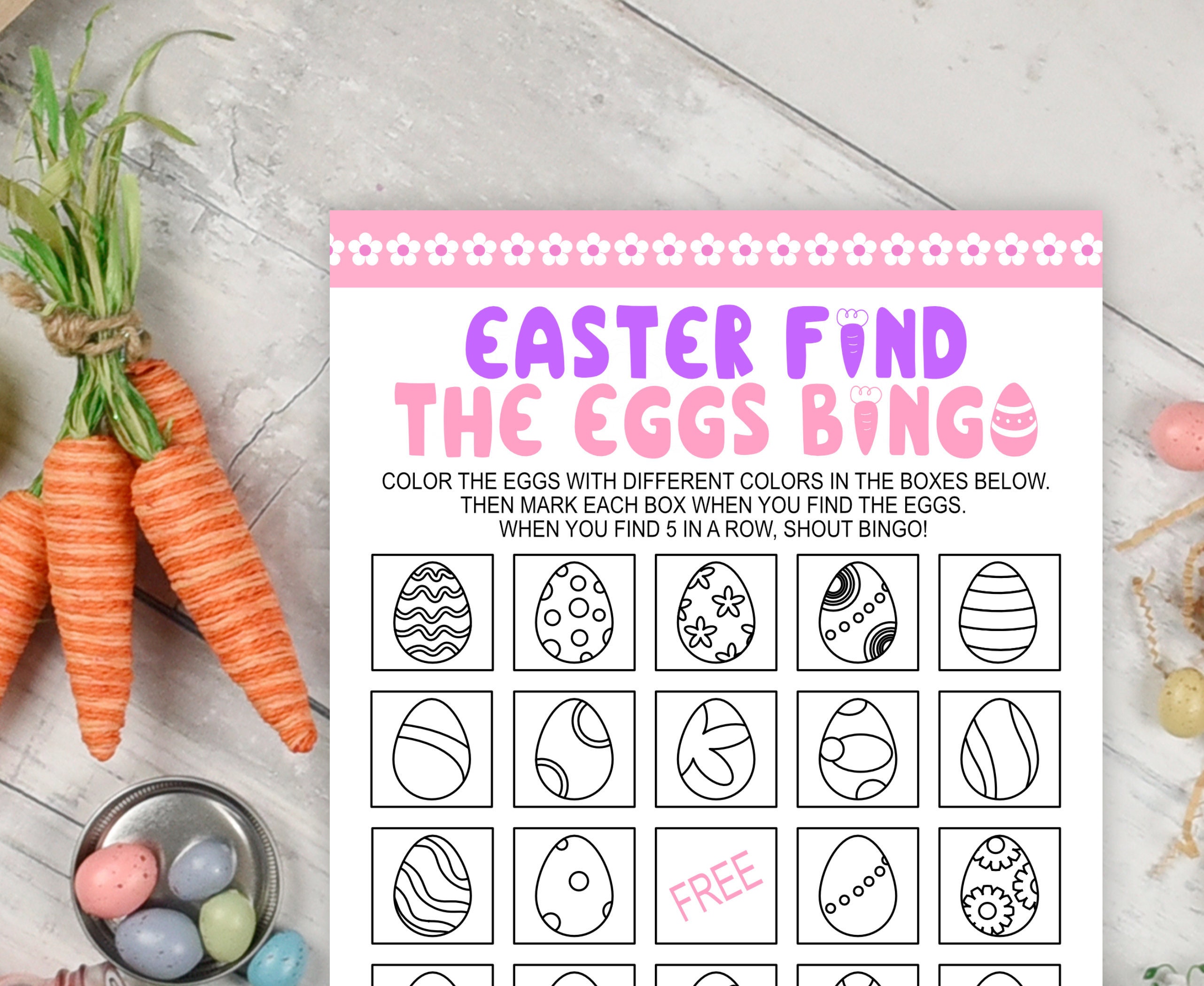 Easter Day Game Easter find the eggs Bingo Game Fun Easter Etsy