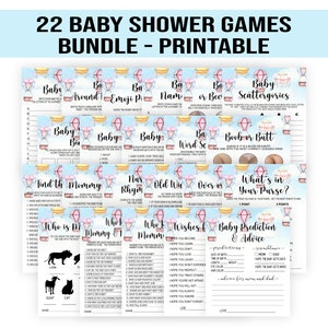 Hot Air Balloon Baby Shower Games Bundle Pack Set, Hot Air Balloon Baby Shower Game, Hot Air Balloon, Baby Shower Party Games, Boy Girl baby