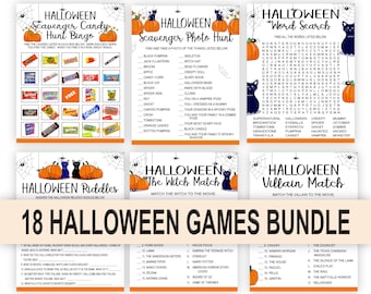 Printable Halloween Games Bundle, Halloween Games For Adults, Halloween Games For Children, Kids, Halloween Fun Games, Halloween Party