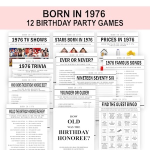 49th Birthday Party Games Born in 1976 Birthday Games Bundle Back in 1976 games 1976 trivia fun 49th birthday Printable digital download US