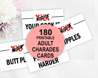 Adult Naughty Charades Game Cards, Printable Dirty Charades, Adult Pictionary, Bachelorette Party,  Bachelorette, Dirty Thirty, Hen Party