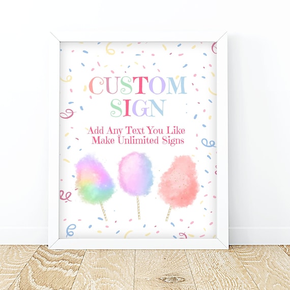 Editable Cotton Candy Custom Sign PRINTABLE Pink Cotton Candy | Etsy