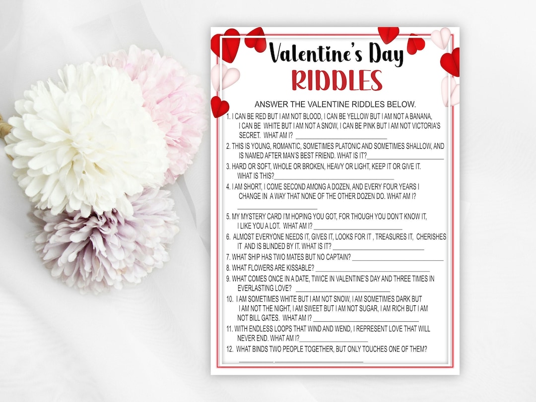 Valentine's Day Riddle, Valentine's Day Game, Valentine's Day, Fun