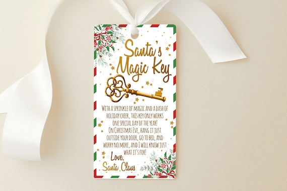 Etichetta Modificabile Con Chiave Magica Di Babbo Natale / Etichetta Della Vigilia Di Natale / Chiave Per Etichetta Di Babbo Natale / Istruzioni Per Aprire La Porta / Etichetta Chiave Della Porta - Foto 9