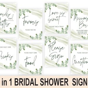 Greenery Bridal Shower Signs Bundle, Eucalyptus Bridal Shower Signs, Green Bridal Shower Signs, Decor, Decoration, Wedding Signs, Botanical