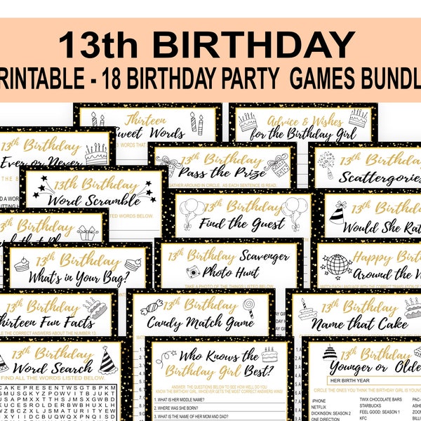 13th Birthday Party Games for Girls - Etsy