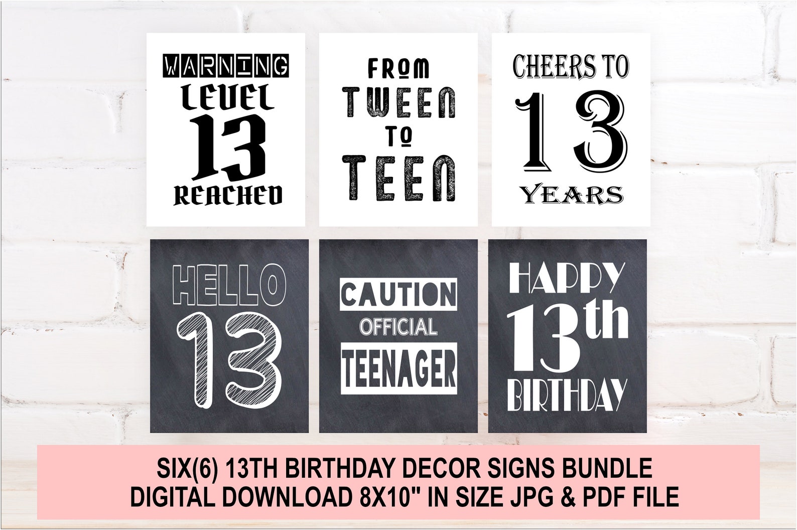 13th Birthday Signs Decor Bundle Birthday Party | Etsy