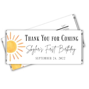 Editable Sun Candy Bar Wrapper Label Favors Birthday Party Chocolate Bar Wrapper Baby Shower Sunshine Download PRINTABLE Corjl Template