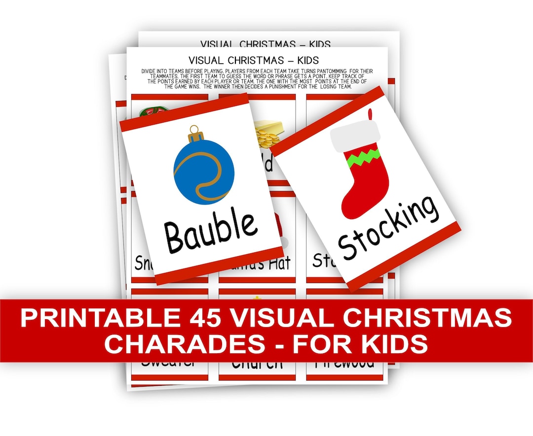 Printable Visual Christmas for Kids, Visual Christmas Charades for Kids ...