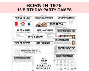 51st Birthday Party Games, Born in 1975 Games , Fun Activity Bundle, 51st Milestone Celebration, 1975 trivia quiz Printable Digital Download