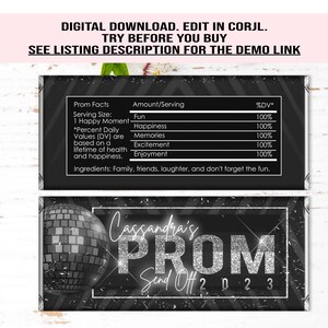 Editable Prom Send off Silver Black Party Favors Bundle, Prom Silver ...
