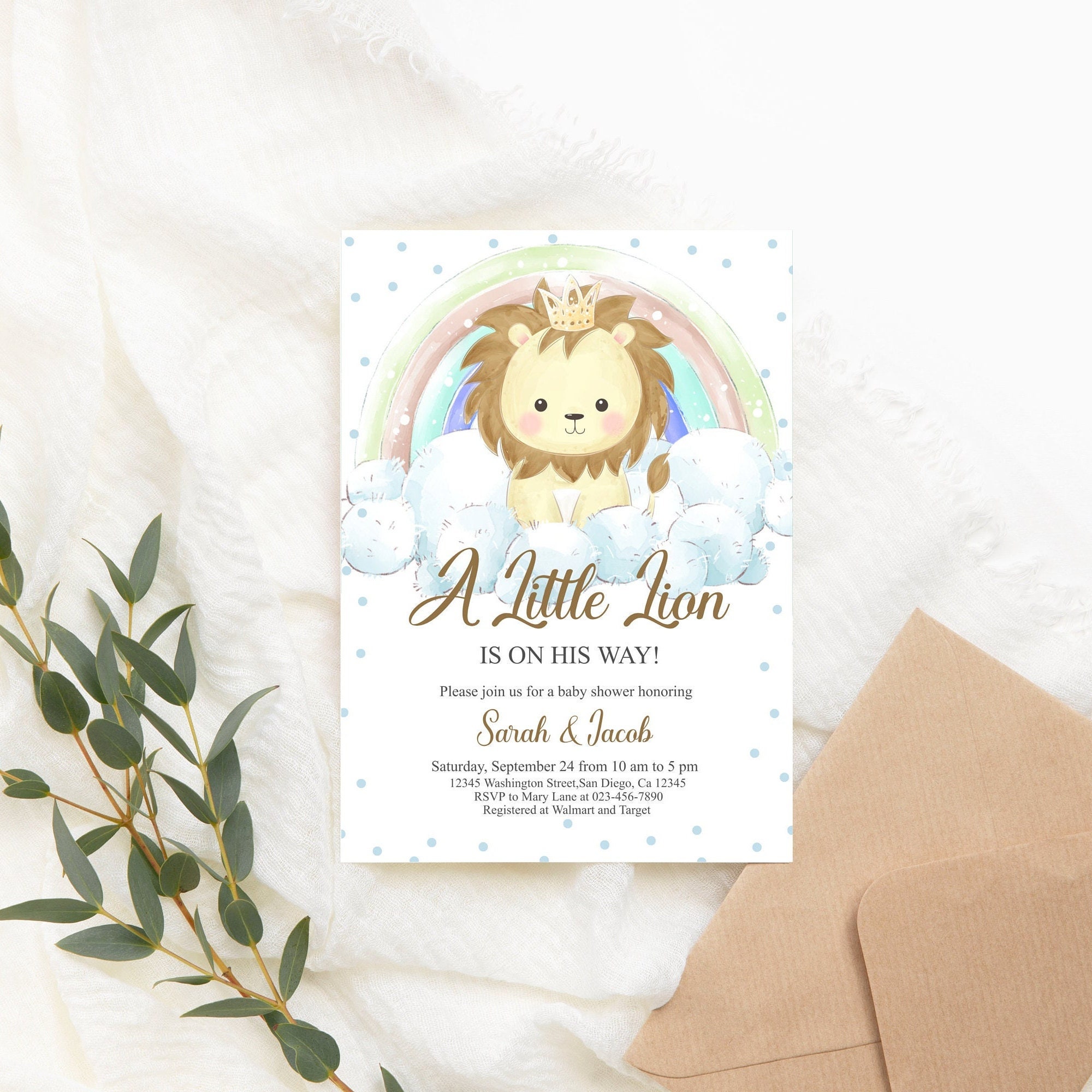 Editable Lion Baby Shower Invitation Cute Lion Baby Shower - Etsy