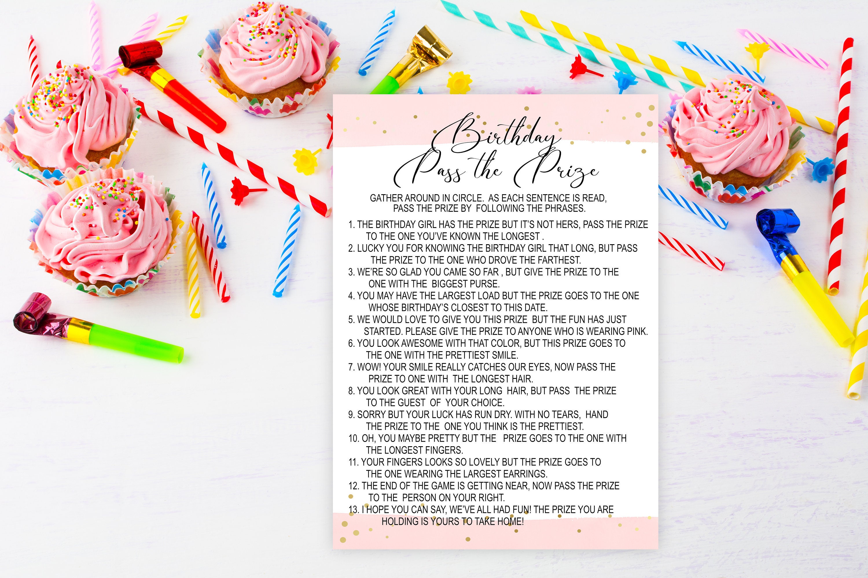 Birthday Pass the Prize Game Printable Pass the Prize Game | Etsy