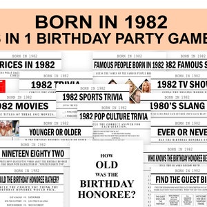 41st Birthday Games Born in 1982 Games Bundle 1982 Trivia 41st - Etsy