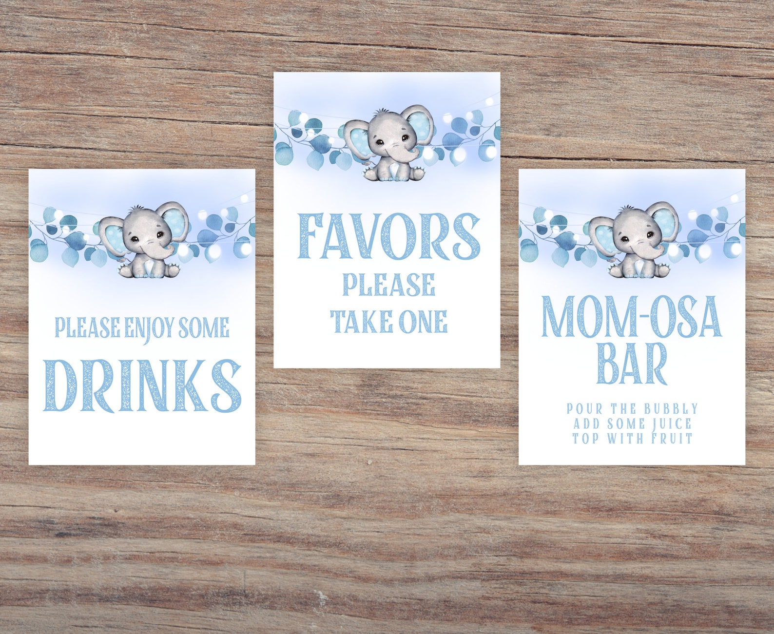Blue Elephant Sign Blue Elephant Baby Shower Signs, Baby Boy Baby Shower Table Decor, Baby ...