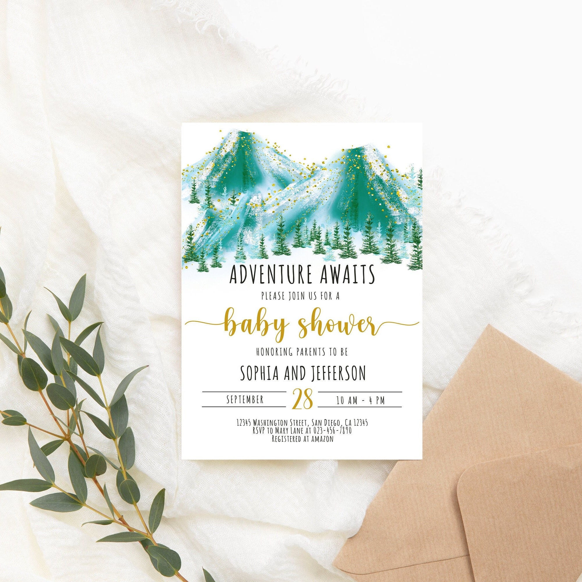 Editable Mountain Baby Shower Party Invitation Adventure - Etsy