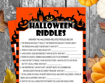 Halloween Riddles, Halloween Party Game, Halloween Fun Party, Printable Halloween Game, Halloween Family Party, Office Party, Kids, Adults