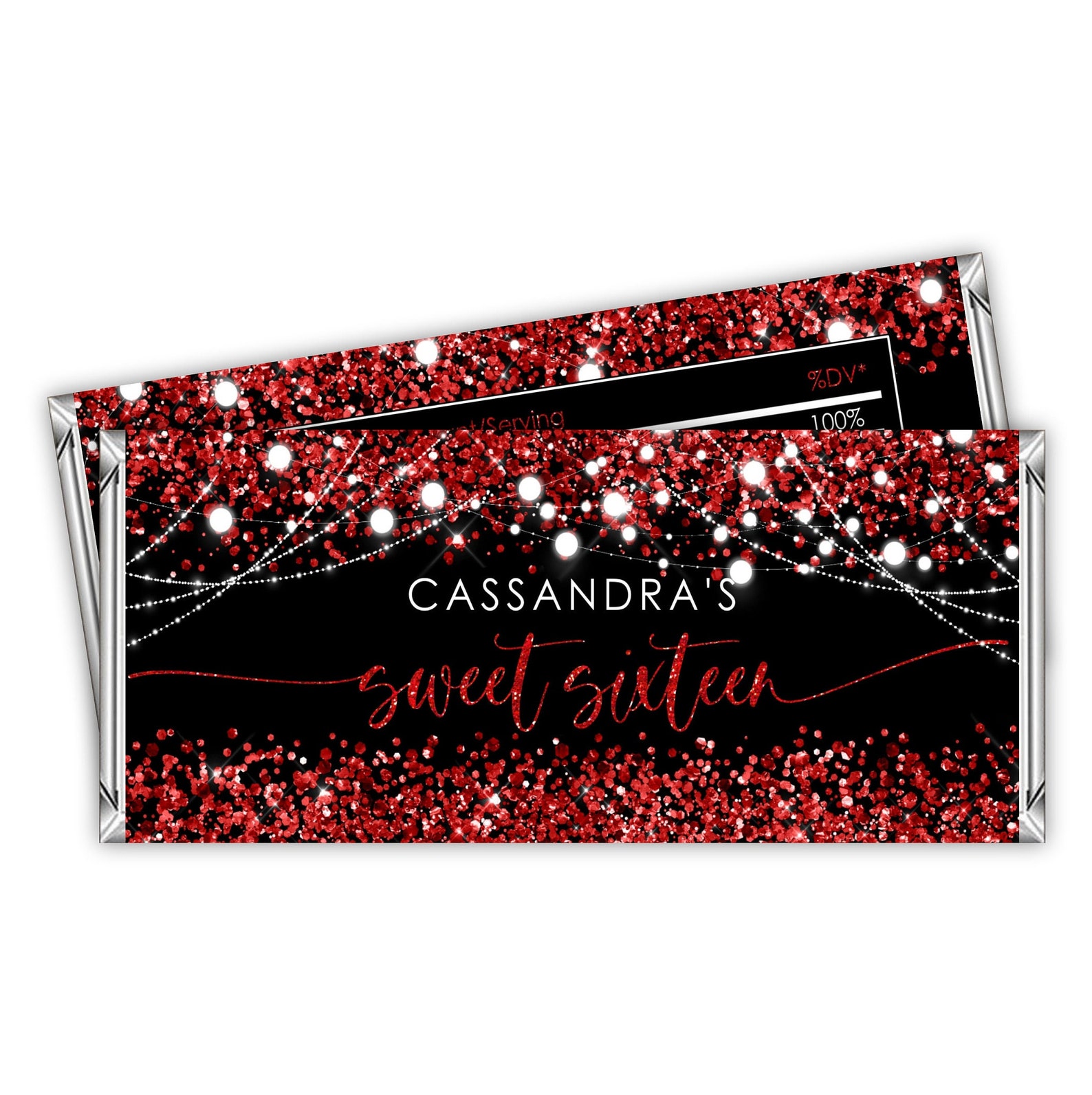 Wrapper Printable Red Editable Red Black Candy Bar Wrapper Label Sweet Sixteen Red Glitter ...