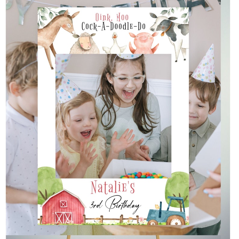 Editable Farm Animals Photo Frame Booth Sign Birthday Prop - Etsy