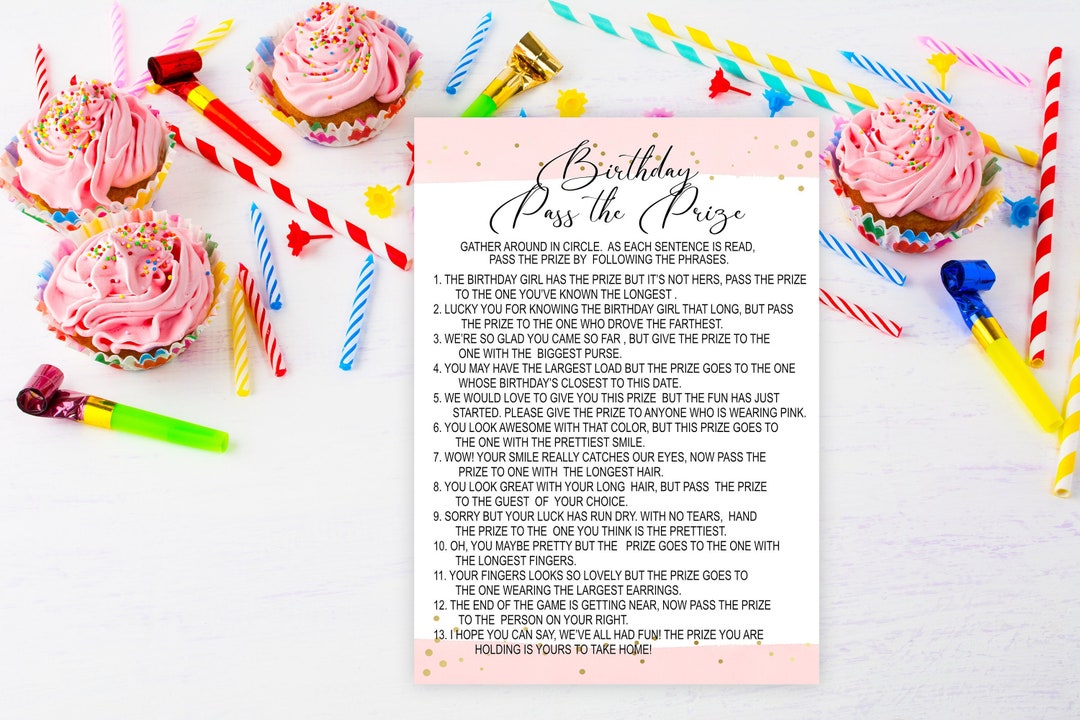 Birthday Pass the Prize Game, Printable Pass the Prize Game, Slumber ...