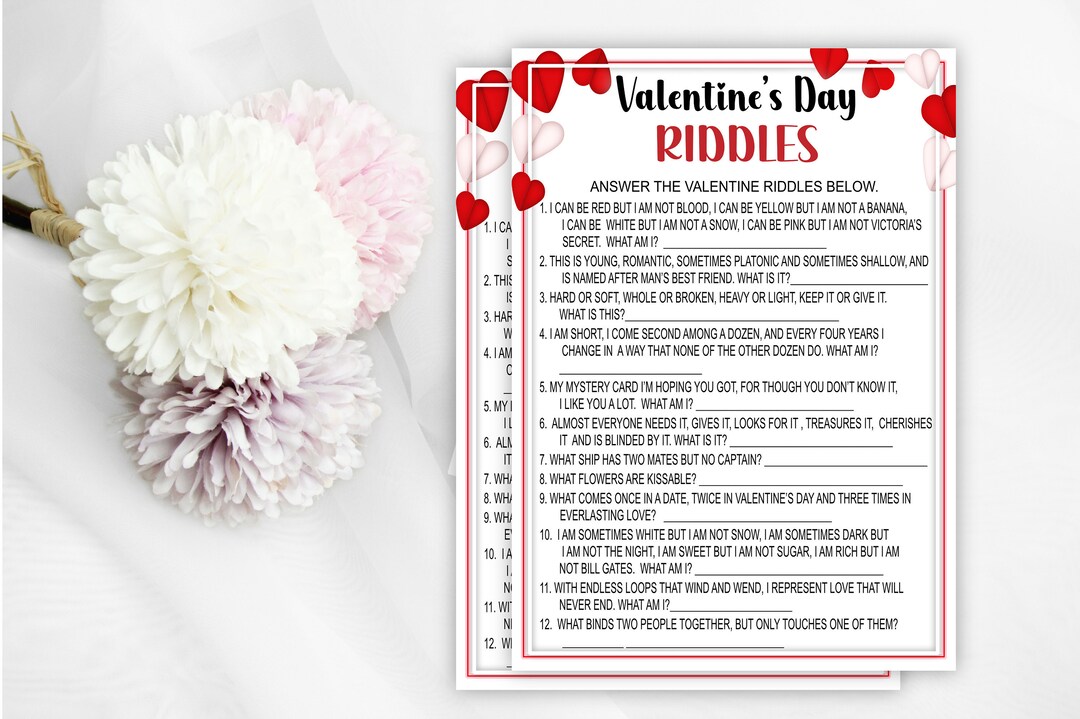 Valentine's Day Riddle Valentine's Day Game Etsy UK