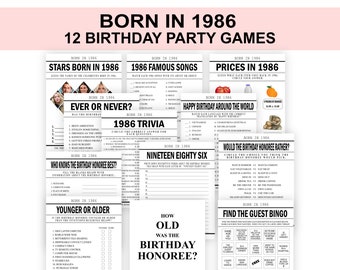 Lot de jeux d'anniversaire pour votre 40e anniversaire Né en 1986