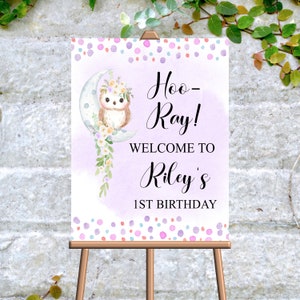 Editable Owl Welcome Sign Baby Shower Birthday Party Welcome Sign ...