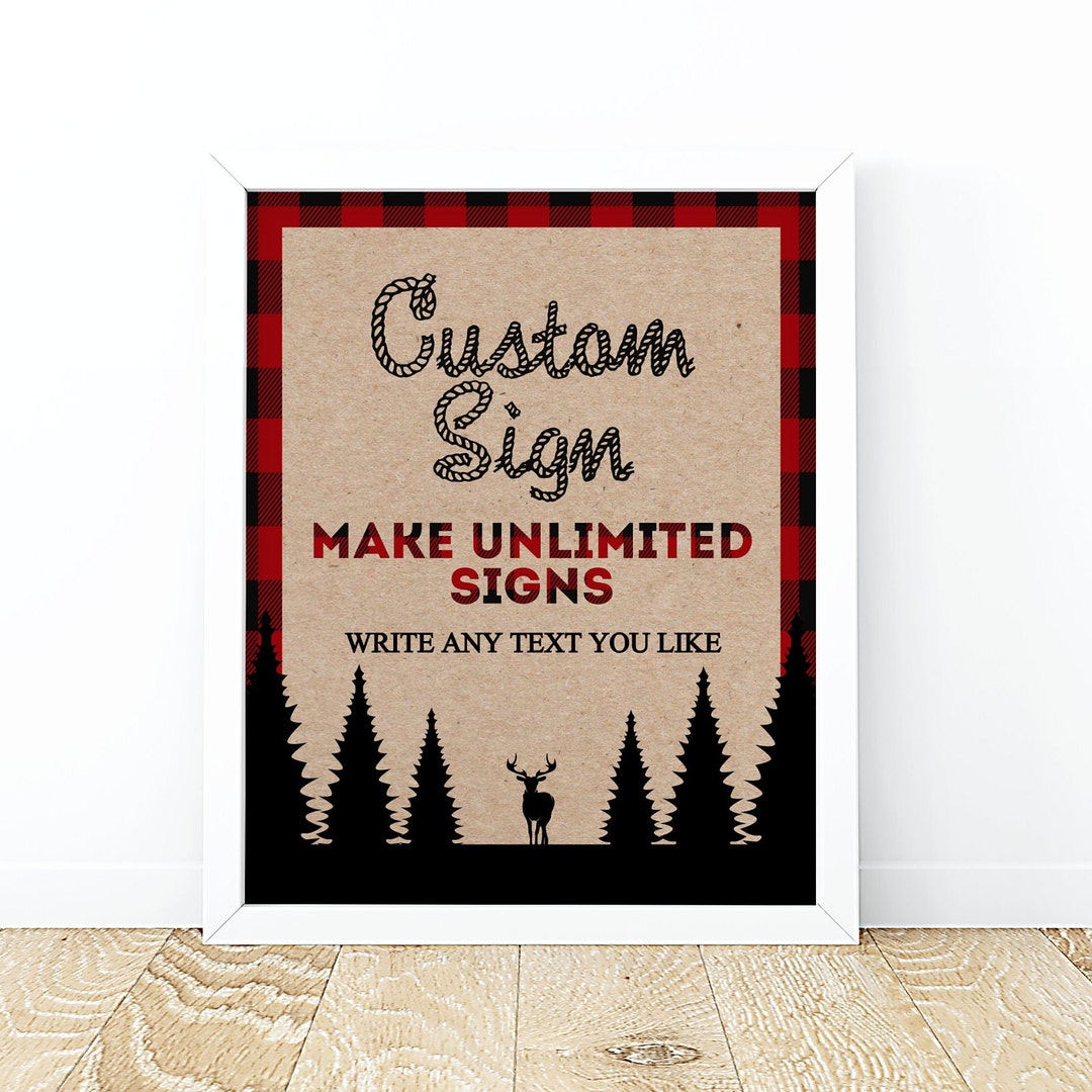 Editable Custom Sign Lumberjack Sign PRINTABLE Red Plaid Lumberjack ...