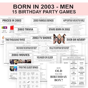 21st Birthday Party Games men Born in 2003 Games Bundle 2003 Trivia fun 21st birthday party back in 2003 printable digital download