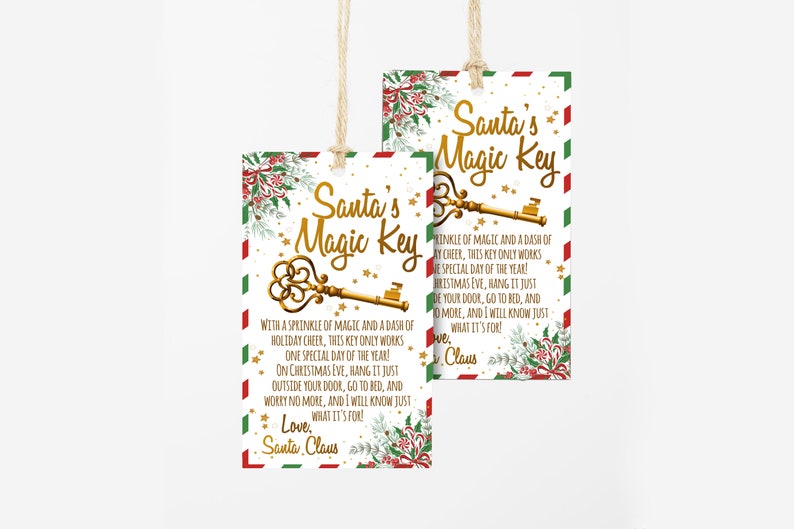 Editable Santa Magic Key Tag DIY Christmas Eve Box No Chimney Holiday ...