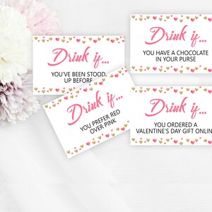 Drink If Cards, Valentine's Day , Printable Valentine's Day Drink If ...