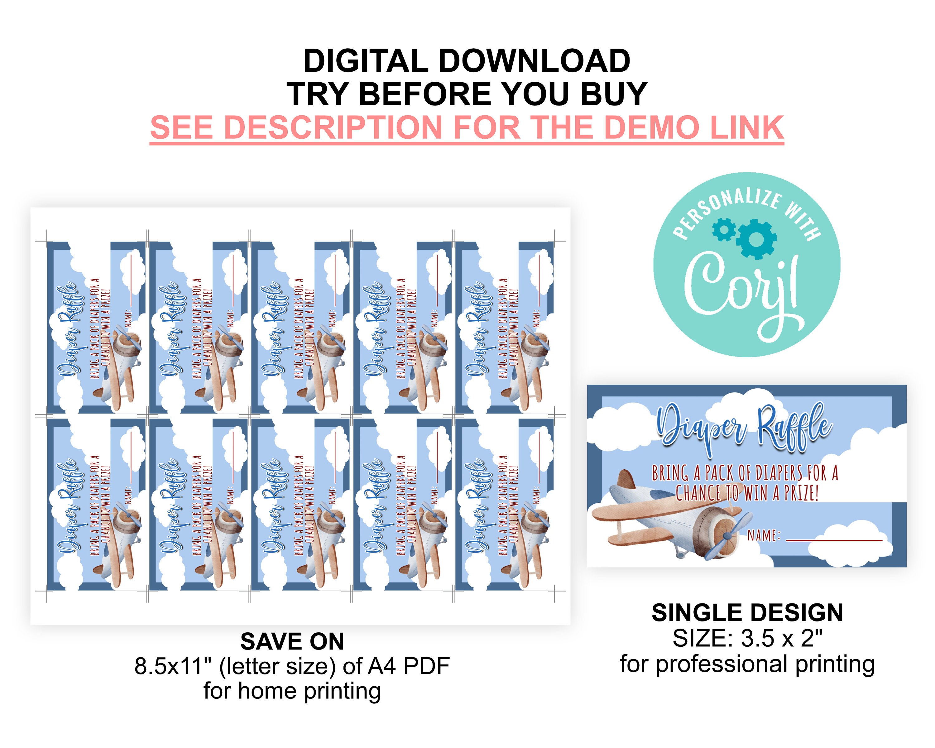 Editable Airplane Baby Shower Invitation Set PRINTABLE Blue - Etsy