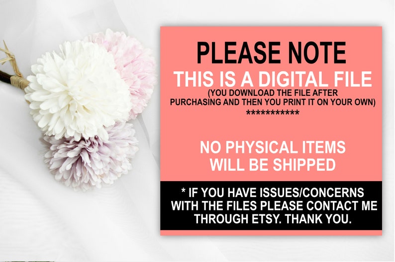 Shows a note that it is a digital file and no physical items will be shipped.