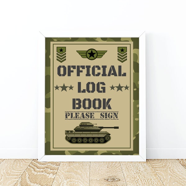 Camo Guest Book Sign Table Decor Birthday Party Sign Visitor Sign Log Book Sign Baby Shower Sign Military Army Soldier PRINTABLE Digital