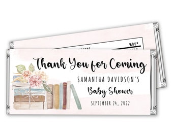 Editable Storybook Candy Bar Wrapper Label Favor Label Baby Shower Chocolate Bar Wrapper Book Pink Digital PRINTABLE Corjl Template