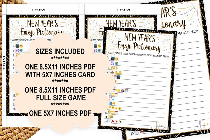 New Year's Emoji Pictionary Game Printable Emoji - Etsy