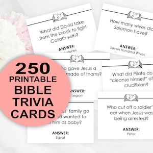 Bijbel Trivia Quiz Kaart Afdrukbare Bijbelstudie Quizkaarten Bijbelstudie Activiteit Digitale Download Afdrukbare Bijbel Trivia Kaarten