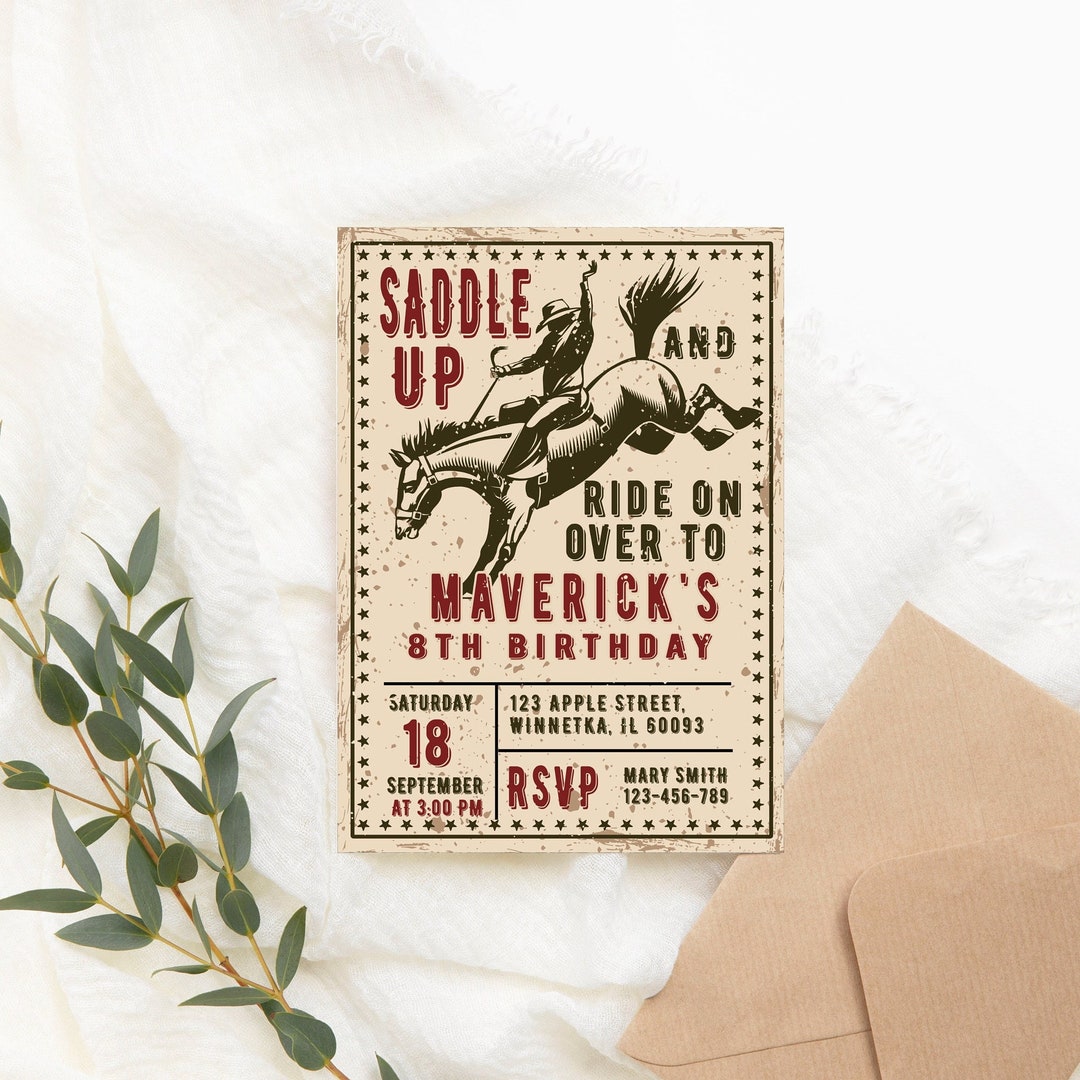 Editable Rodeo Birthday Invitation Rodeo Rustic Birthday Invitation ...