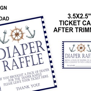 Nautical Diaper Raffle Tickets and Sign Blue Nautical Baby Shower Game ...