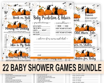 Halloween Pumpkin Baby Shower Games Bundle (Digital Download)