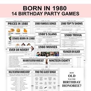 45th Birthday Party Games Born in 1980 games 1980 party games 1980 trivia quiz 1980 famous songs 1980 Prices Digital Download Printable