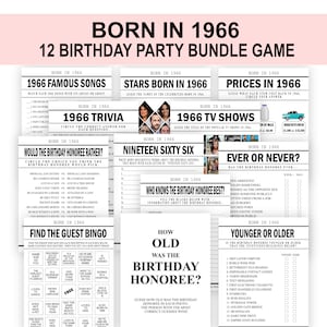 59th Birthday Party Games Born in 1966 Birthday Game Bundle 1966 trivia fun 59th party games women men Printable Digital Download US Version