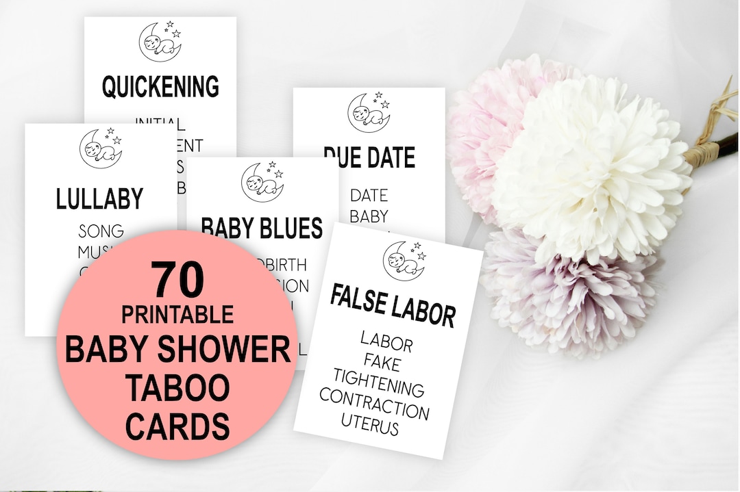 Baby Shower Taboo Card Game, Printable Baby Shower Taboo Game Cards ...
