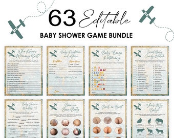 Editable Travel theme baby shower games bundle world traveler party activity adventure awaits Printable Digital Download Corjl Template