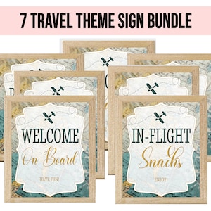 Travel baby shower signs, Travel theme  table decor, decoration, bundle signs, birthday PRINTABLE,bridal shower, gender neutral, adventure