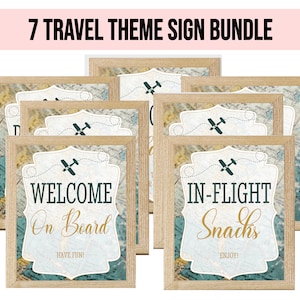 Travel baby shower signs, Travel theme  table decor, decoration, bundle signs, birthday PRINTABLE,bridal shower, gender neutral, adventure