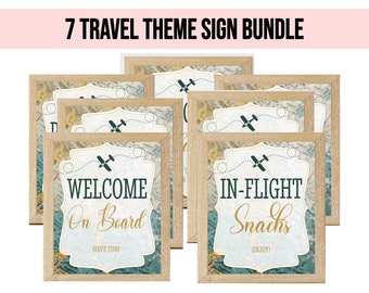 Travel baby shower signs, Travel theme  table decor, decoration, bundle signs, birthday PRINTABLE,bridal shower, gender neutral, adventure