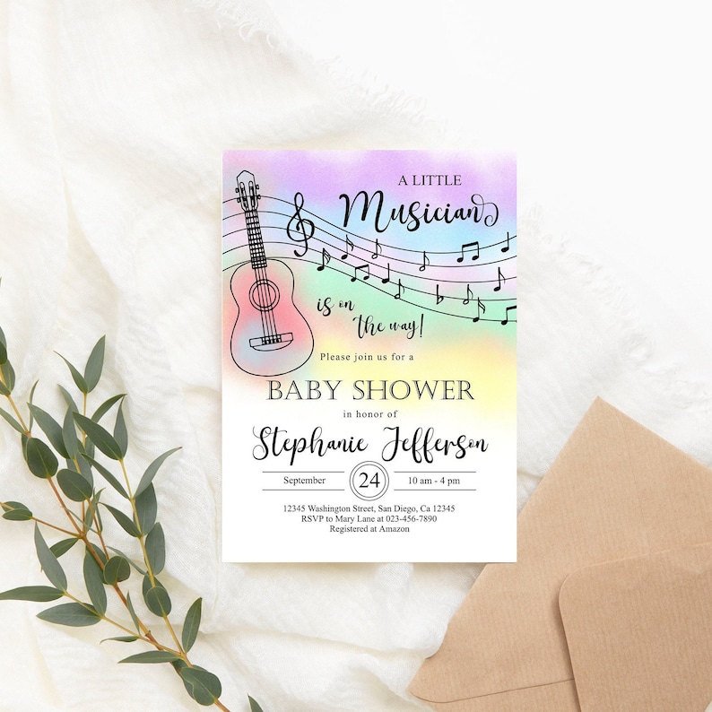 Editable Music Baby Shower Invitation Music Invitation Etsy